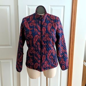 Lands End Jacket Large Navy and Red Paisley